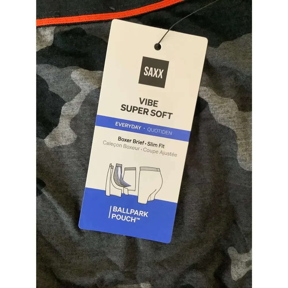 Saxx Men's XXL Gray Camo Vibe Xtra Soft Comfort Everyday Boxer Brief C15-1